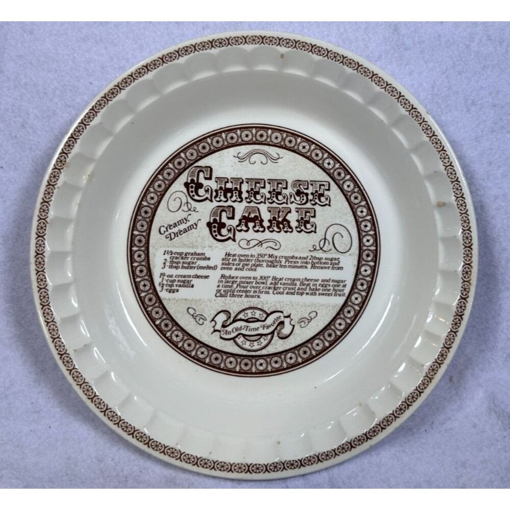 Vintage 1983 Royal China Jeannette 11" Cheese Cake Recipe Pie Plate Baking Dish